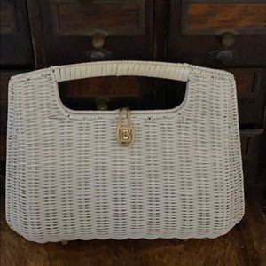 Vintage White Wicker Handbag